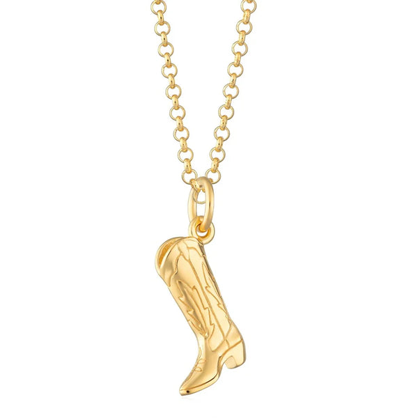Scream Pretty Gold Cowboy Boot Necklace