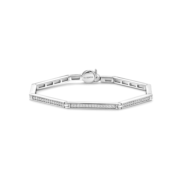 Ti Sento Silver Geometric Hexagon Zirconia Bracelet