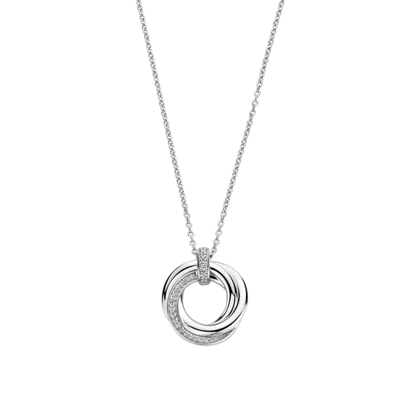 Ti Sento Silver Layered Circular Pendant Necklace