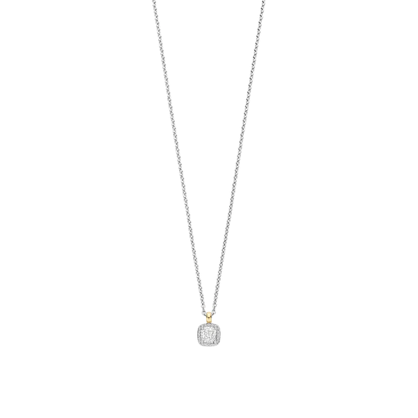 Ti Sento Silver Cushion-Cut Pendant Necklace