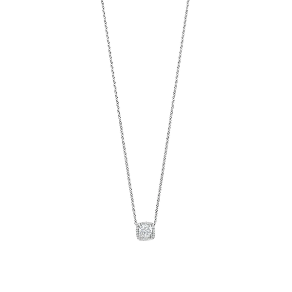Ti Sento Silver Large Cushion-Cut Pendant Necklace