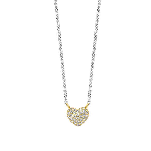 Ti Sento Pave Heart Necklace