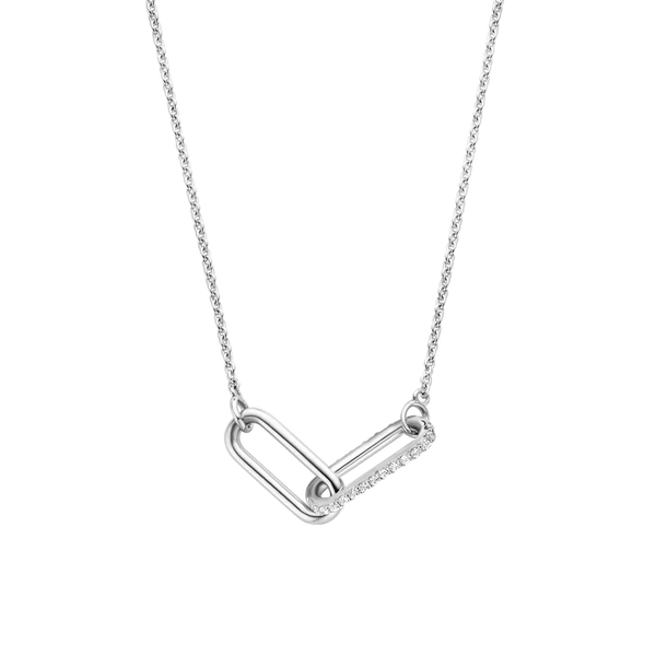 Ti Sento Silver Connected Zirconia Link Necklace