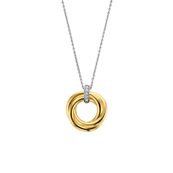 Ti Sento Gold Twisted Circle Pendant Necklace