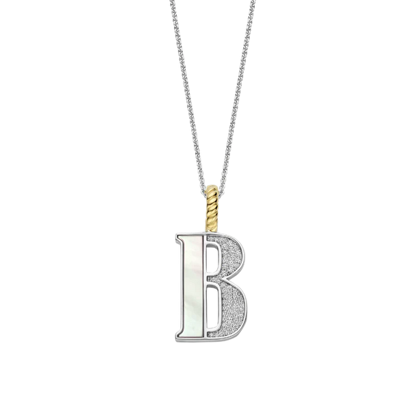 Ti Sento Silver Mother of Pearl 'B' Initial Pendant Necklace