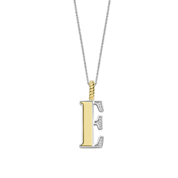Ti Sento Silver & Gold 'E' Initial Pendant Necklace