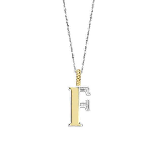 Ti Sento Silver & Gold 'F' Initial Pendant Necklace