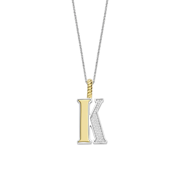 Ti Sento Silver & Gold 'K' Initial Pendant Necklace
