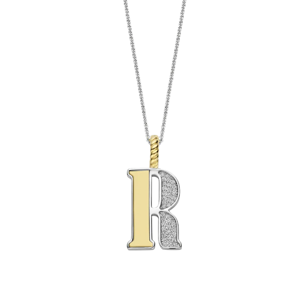 Ti Sento Silver & Gold 'R' Initial Pendant Necklace