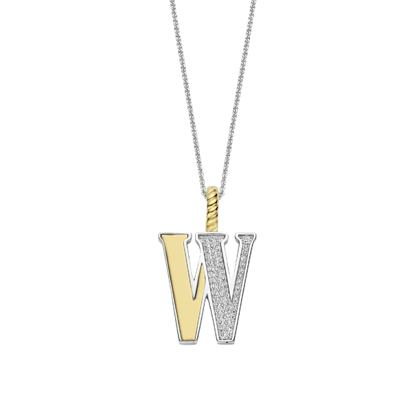 Ti Sento Silver & Gold 'W' Initial Pendant Necklace