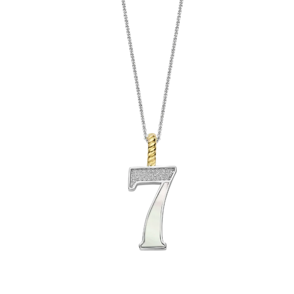 Ti Sento Silver Mother of Pearl '7' Number Pendant Necklace