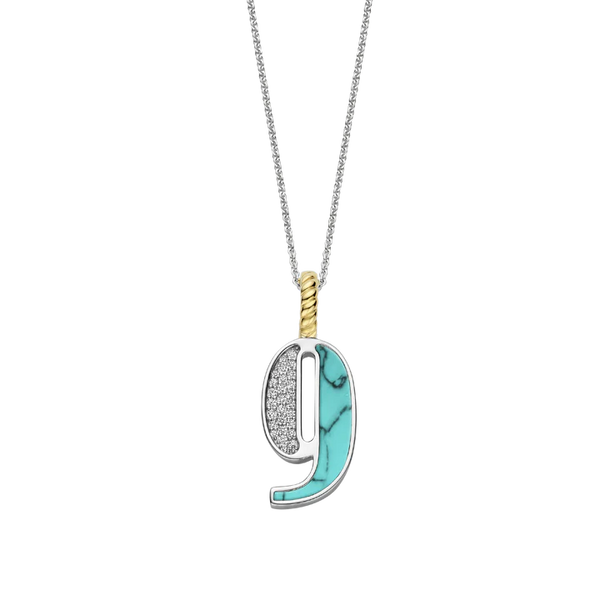 Ti Sento Silver Turquoise '9' Number Pendant Necklace