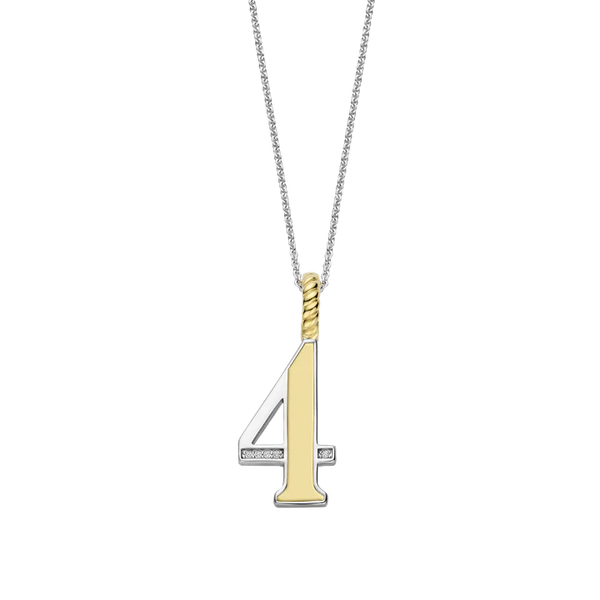 Ti Sento Silver & Gold '4' Number Pendant Necklace