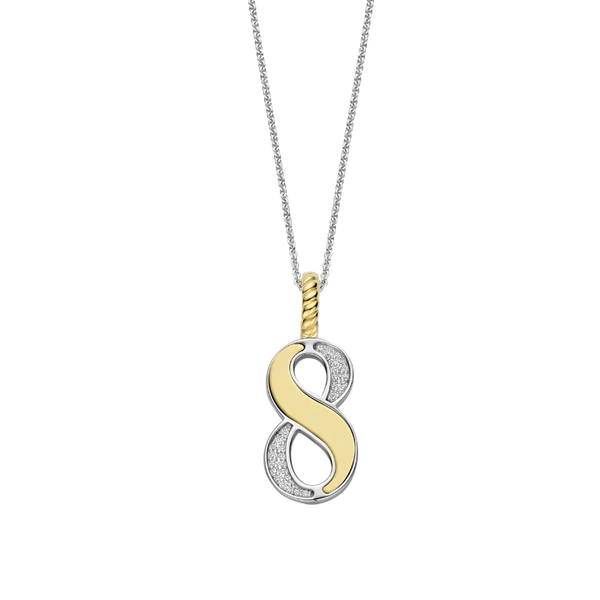 Ti Sento Silver & Gold '8' Number Pendant Necklace