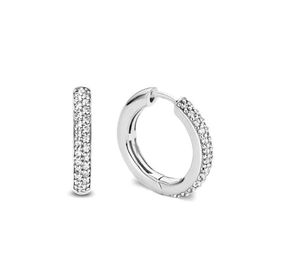 Ti Sento Silver Cubic Zirconia Large Hoop Earrings