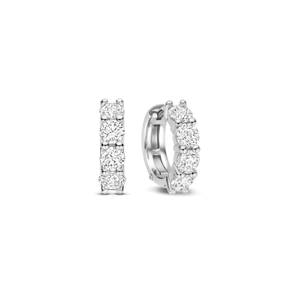 Ti Sento Silver Medium Zirconia Huggie Hoops