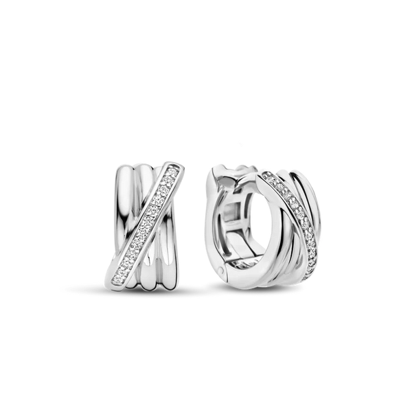 Ti Sento Silver Interconnected Hoop Earrings