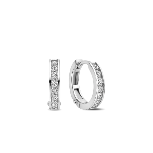 Ti Sento Silver Pave Hoop Earrings