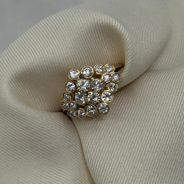 18ct Yellow Gold And Bezel Set Diamond Vintage Ring