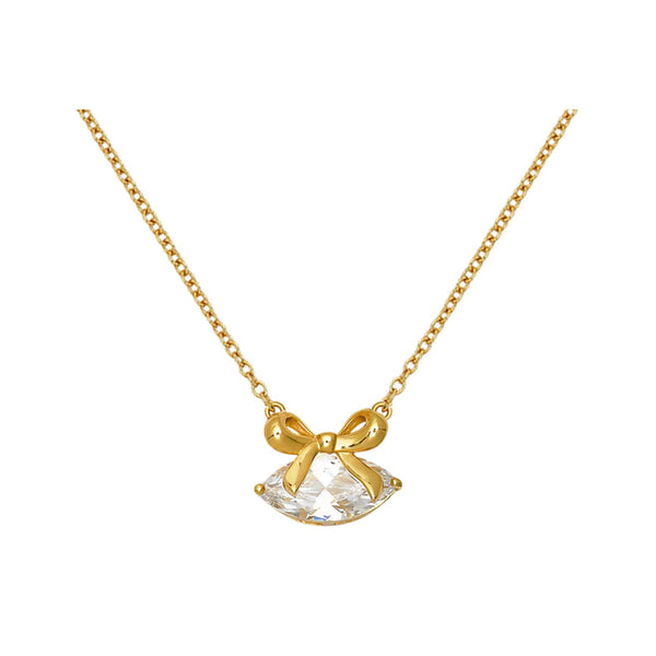 Amelia Bow Clear Cubic Zirconia & Gold Necklace