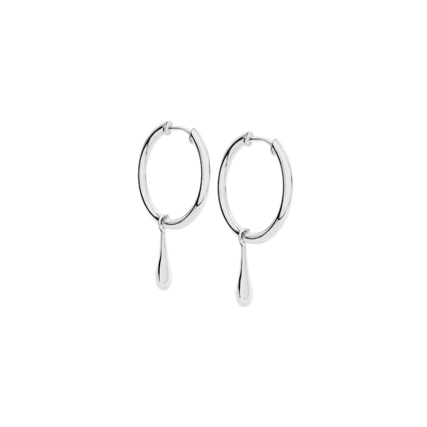 Lucy Q Silver Drop Hoop Earrings