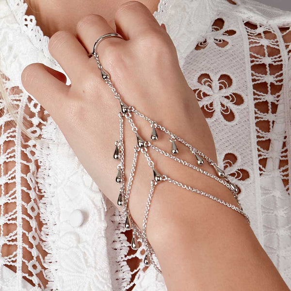 Lucy Q Silver Drop Hand Chain