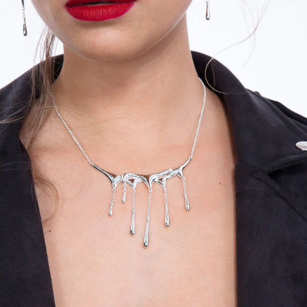 Lucy Q Silver Melting Drop Necklace