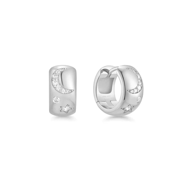 Ania Haie Silver Celestial Chunky Huggie Hoops