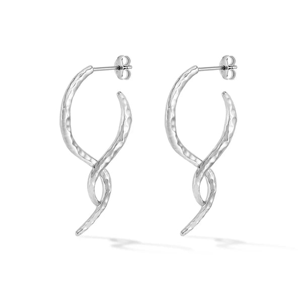 Dower & Hall Silver Entwined Large Double Twist Hoop Earrings
