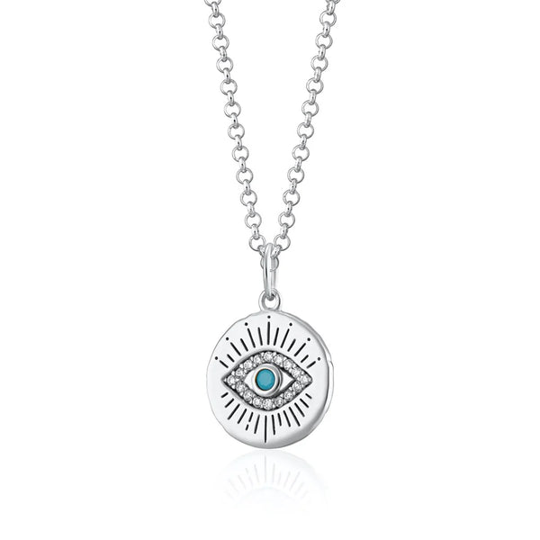 Scream Pretty Silver Evil Eye Pendant Necklace