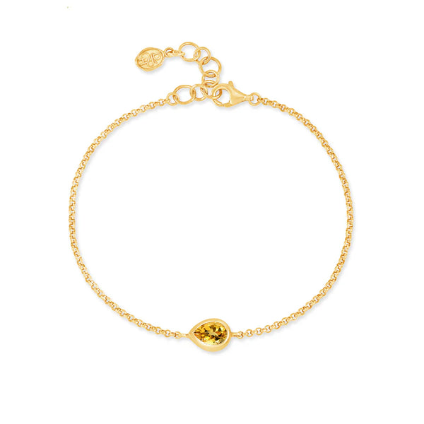 Dower & Hall Gold Citrine Pear Chain Bracelet