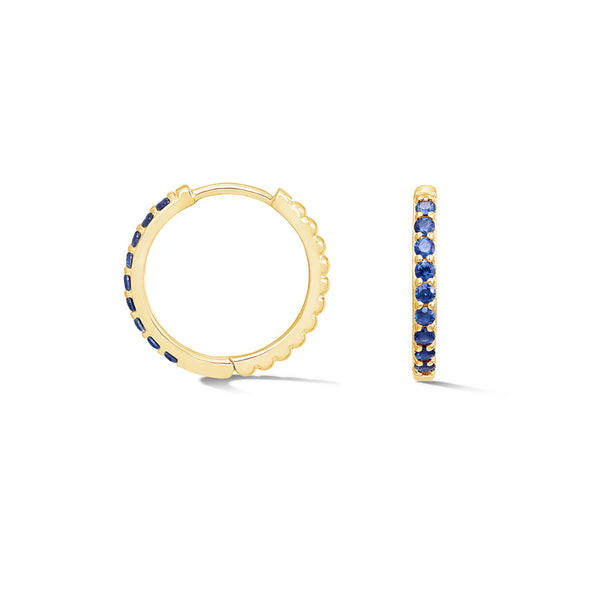 Dower & Hall Gold Sapphire Lumiere Huggie Hoop Earrings