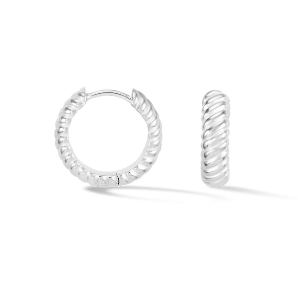 Dower & Hall Silver Medium Twist Huggie Hoop Earrings