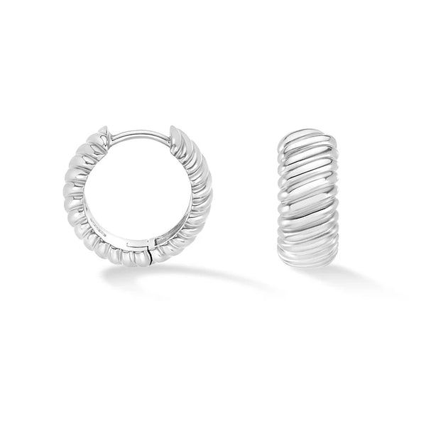 Dower & Hall Silver Wide Twist Huggie Hoops