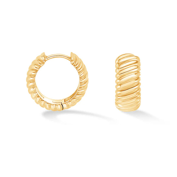 Dower & Hall Gold Wide Twist Huggie Hoops