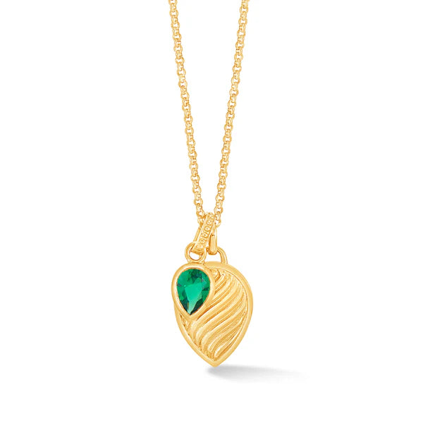Dower & Hall Gold Green Garnet Twist Peardrop Necklace