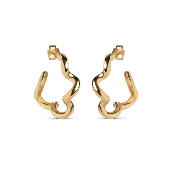 ENAMEL Copenhagen Gold Curly Hoop Earrings