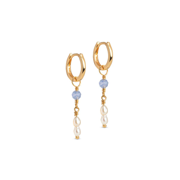 ENAMEL Copenhagen Gold Blue Quartz Liva Hoop Earrings