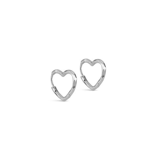 ENAMEL Copenhagen Small Silver Organic Heart Hoop Earrings