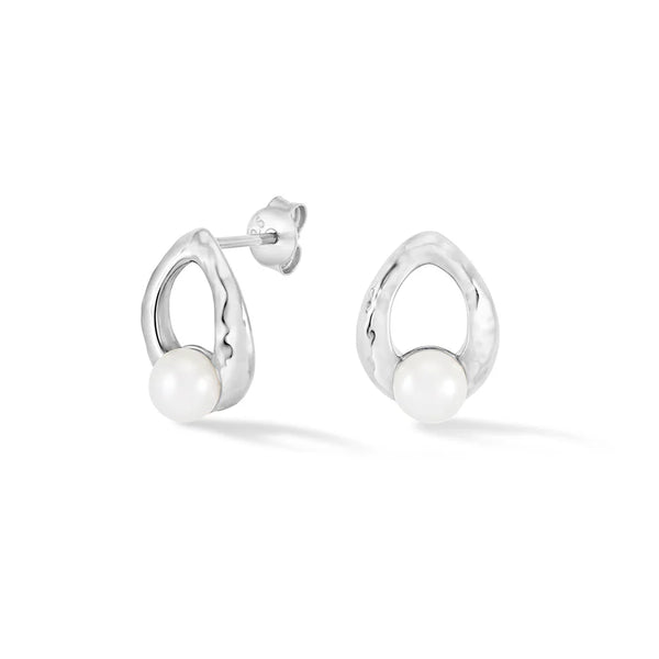 Dower & Hall Silver Waterfall Pearl Droplet Stud Earrings