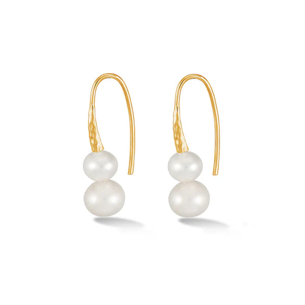 Dower & Hall Gold Timeless White Pearl Duo Earrings