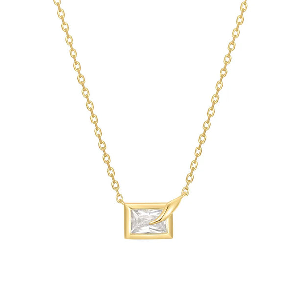 Ania Haie Gold Sparkling Bezel-Set Cube Necklace