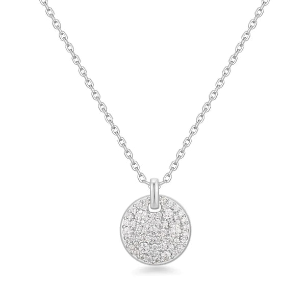 Ania Haie Silver Large Pavé Disc Necklace