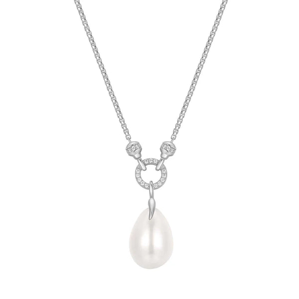Ania Haie Silver Linked Shell Pearl Drop Pendant Necklace