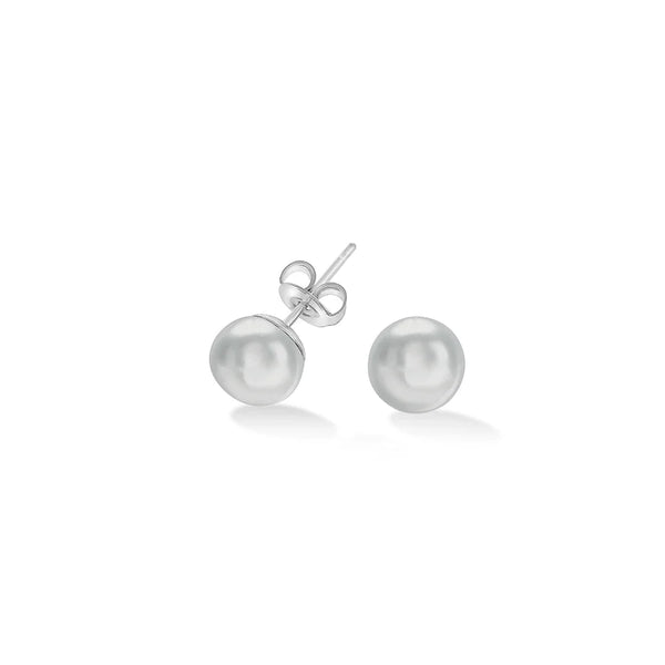 Dower & Hall Silver Dove Grey Timeless Freshwater Pearl Stud Earrings