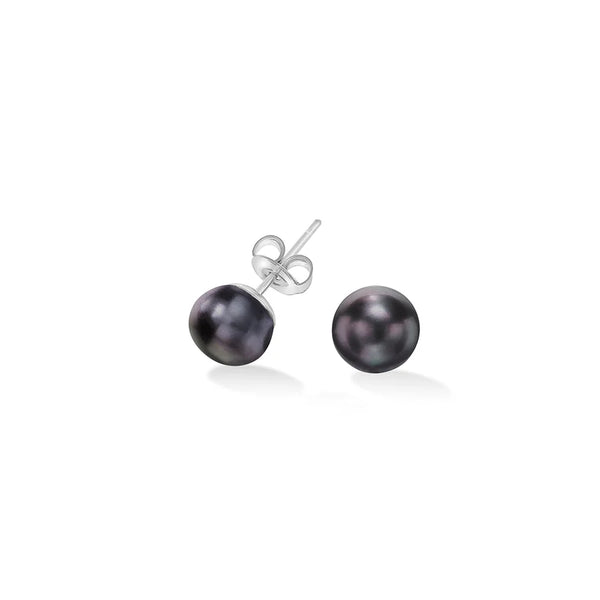 Dower & Hall Silver Peacock Timeless Freshwater Pearl Stud Earrings