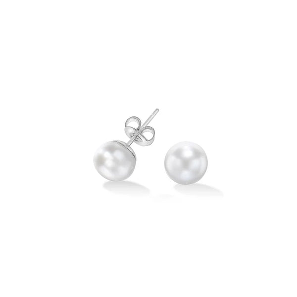 Dower & Hall Silver 10mm White Timeless Freshwater Pearl Studs