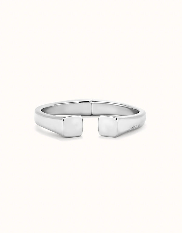 UNO de 50 Silver Square Shaped Open Bangle