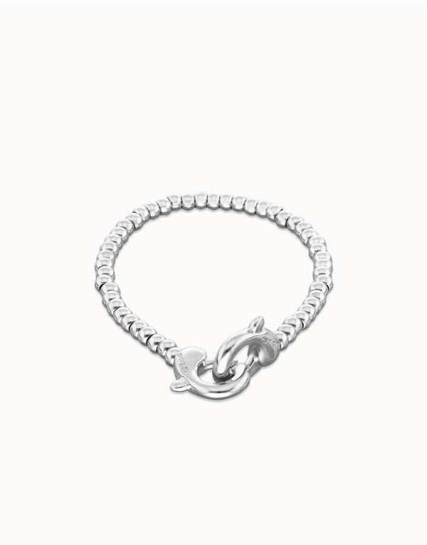 UNO de 50 Silver Small Beads Bracelet with Interlaced Carabiner