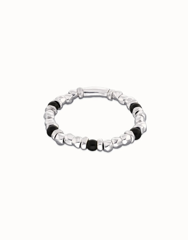 UNO de 50 Silver and Black Murano Glass Beads Bracelet